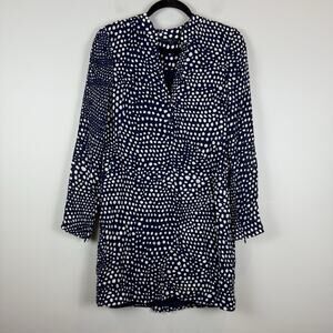 Tibi Polka Dot Silk Dress Women 4 Navy Zipper‎ Cuff Old Money Cocktail Party